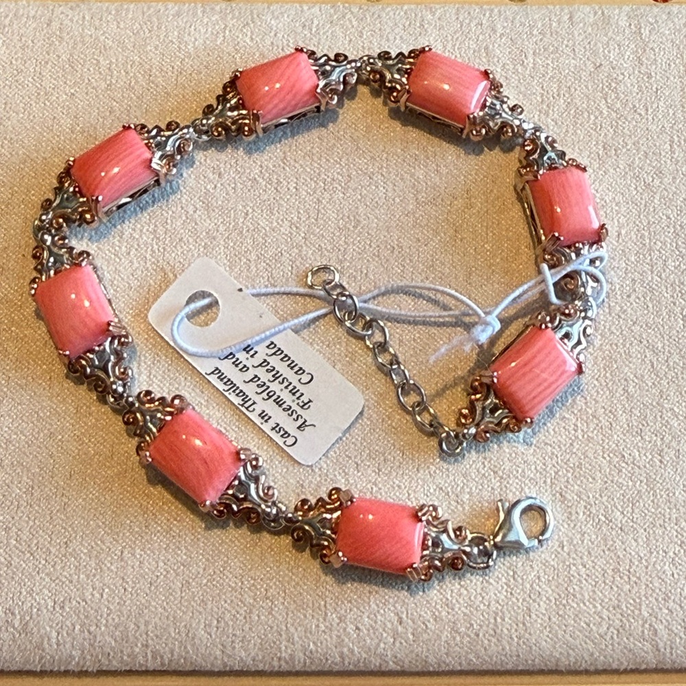 Sterling Silver 925 Natural Coral Bracelet